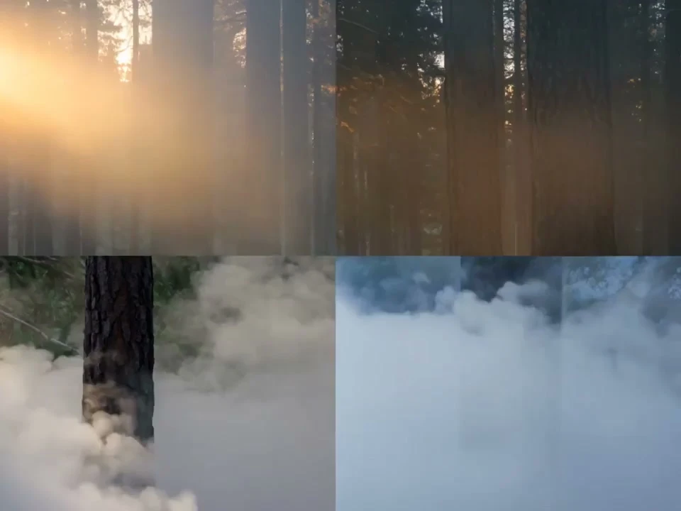 AnimateImage AI concept development showing atmospheric forest and mountain fog scenes
