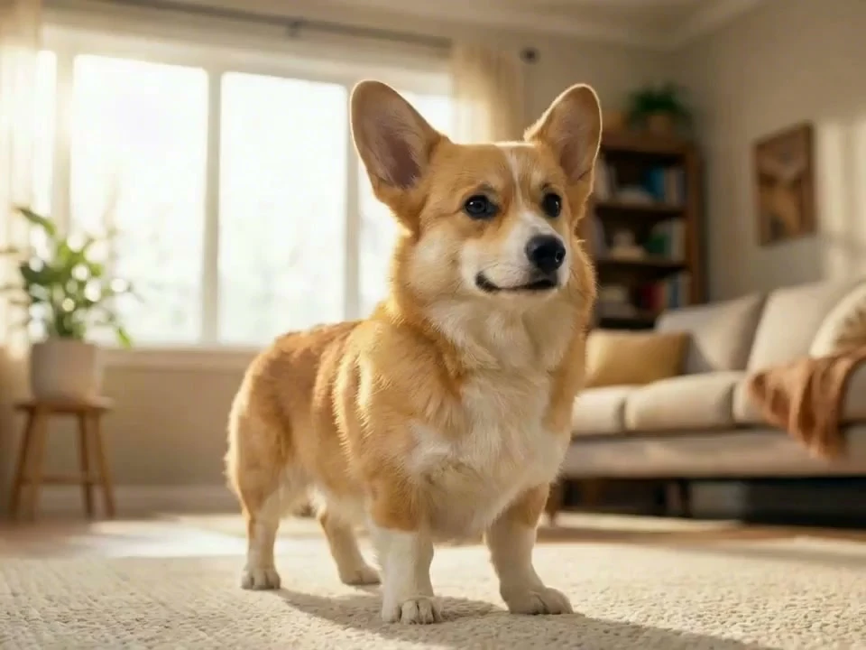 AnimateImage AI animation of corgi dog transforming into superhero with cape flying